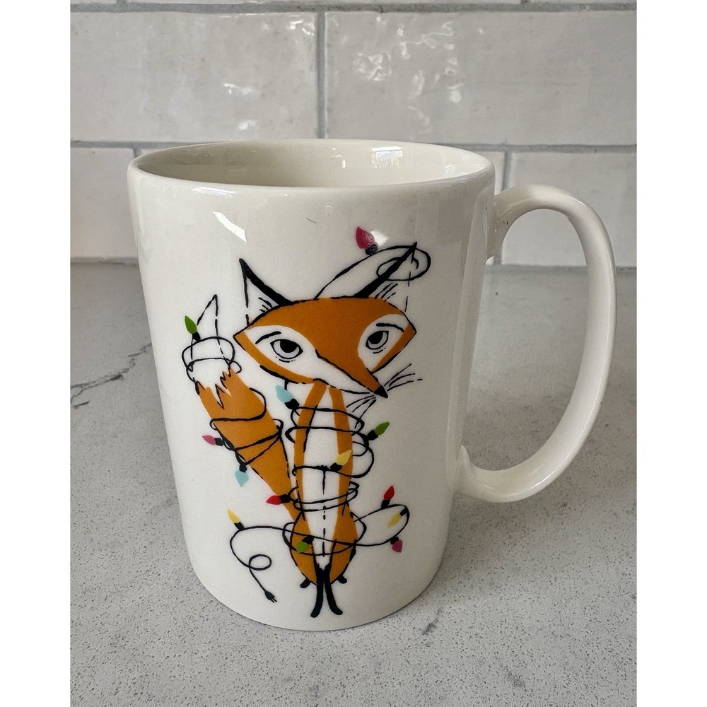 Kate Spade New York Lenox Festive Fox Wrapped In Lights Christmas Holiday Mug